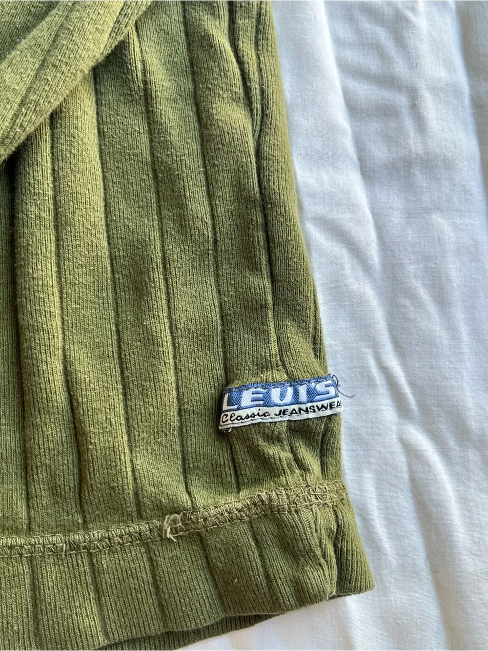 Olive Green Long-Sleeve Ribbed Vintage Levi’s Shirt